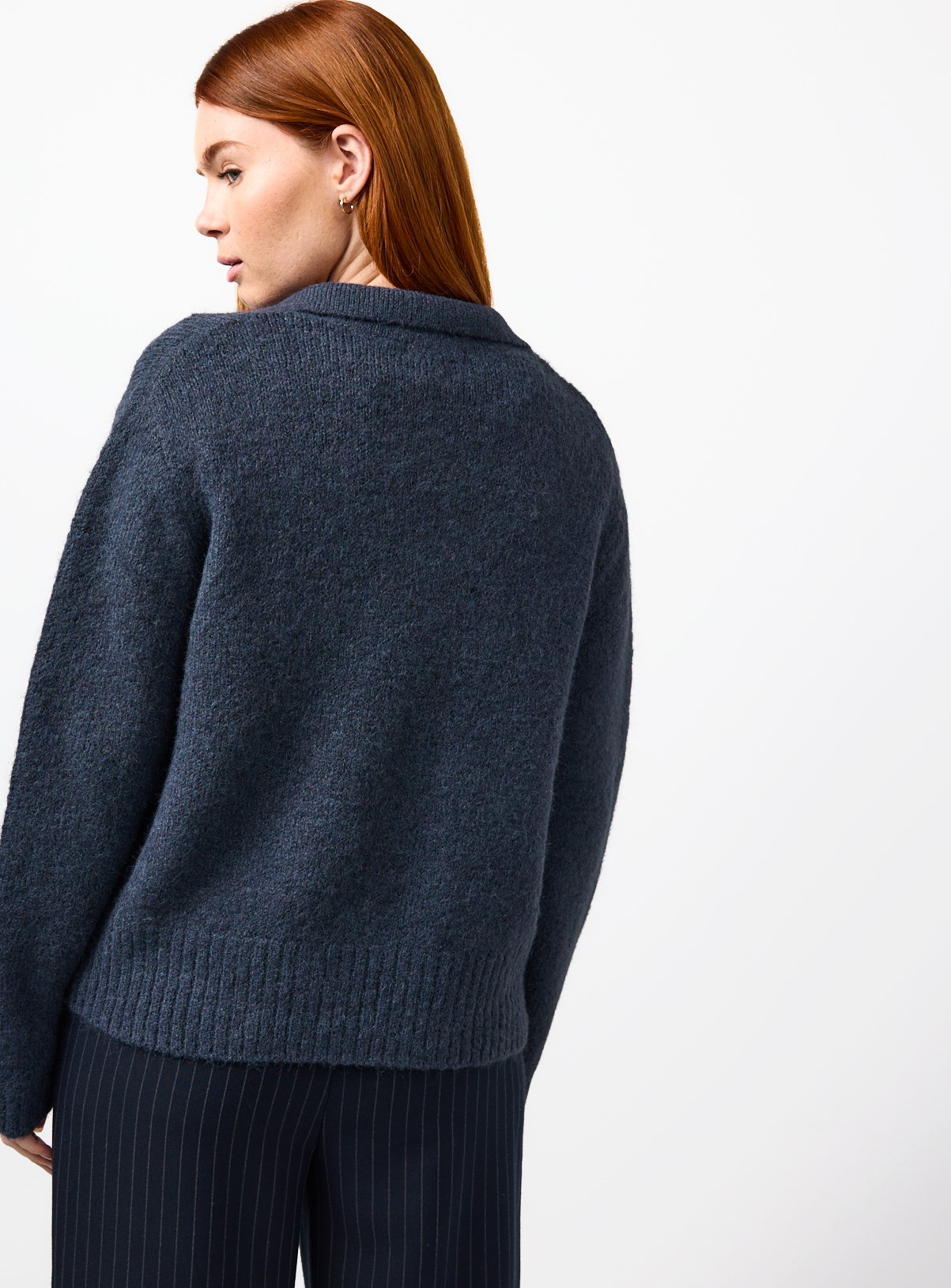 Navy Open Collar Knitted Jumper 18 - Image 4 thumbnail